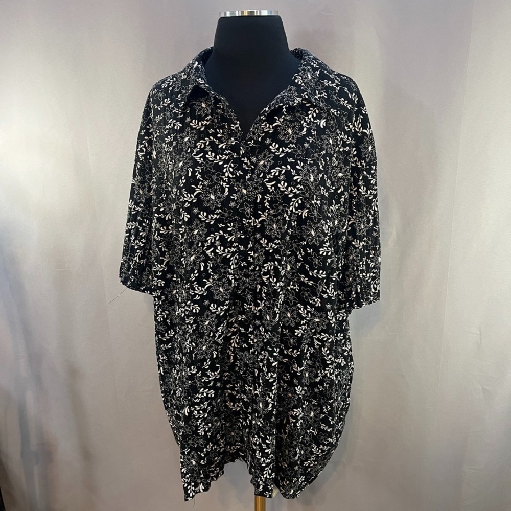 Maggie Barnes Womens 3X 26/28 Floral Button Front Blouse Boho Cottagecore
